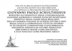 INAUGURAZIONE LAPIDE DI GIOVANNI PAOLO SCHULTHESIUS @ Palazzo Comunale | Livorno | Toscana | Italia
