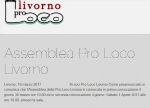 ASSEMBLEA DELLA PRO LOCO LIVORNO @ Centro Servizi al Cittadino (ex Circiscrizione 1) | Livorno | Toscana | Italia